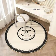 奶油风水晶绒圆形地毯轻奢高级感客厅书房卧室床边棉布防滑除尘垫