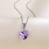 Marine crystal stainless steel, pendant heart-shaped, universal fashionable necklace, does not fade