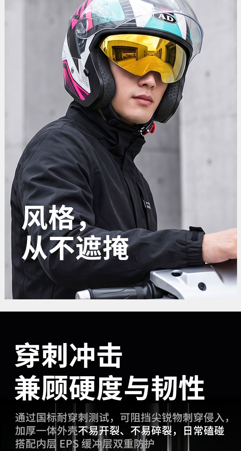Ad Electric Motorcycle Helmet 3C Certified Men's and Women's Motorcycle Riding Half Helmet Breathable All-Season Safety Helmet