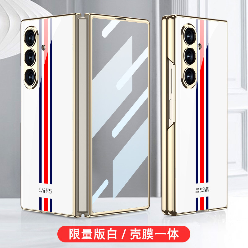 适用三星zfold7手机壳电镀玻璃彩绘壳膜一体折叠屏保护套防摔套|undefined