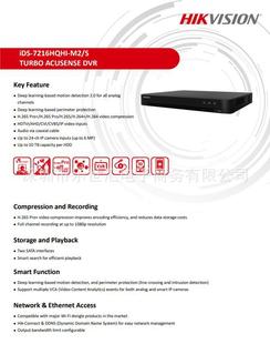 Ids-7216Hqhi-M2/S 16-Ch 1080P 1U H.265 Acusense Dvr Hikvision