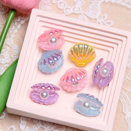 Resin simulation colored three-dimensional pearl shell small accessories DIY pearl gloss accessories shoe buckle bracelet decoration accessories