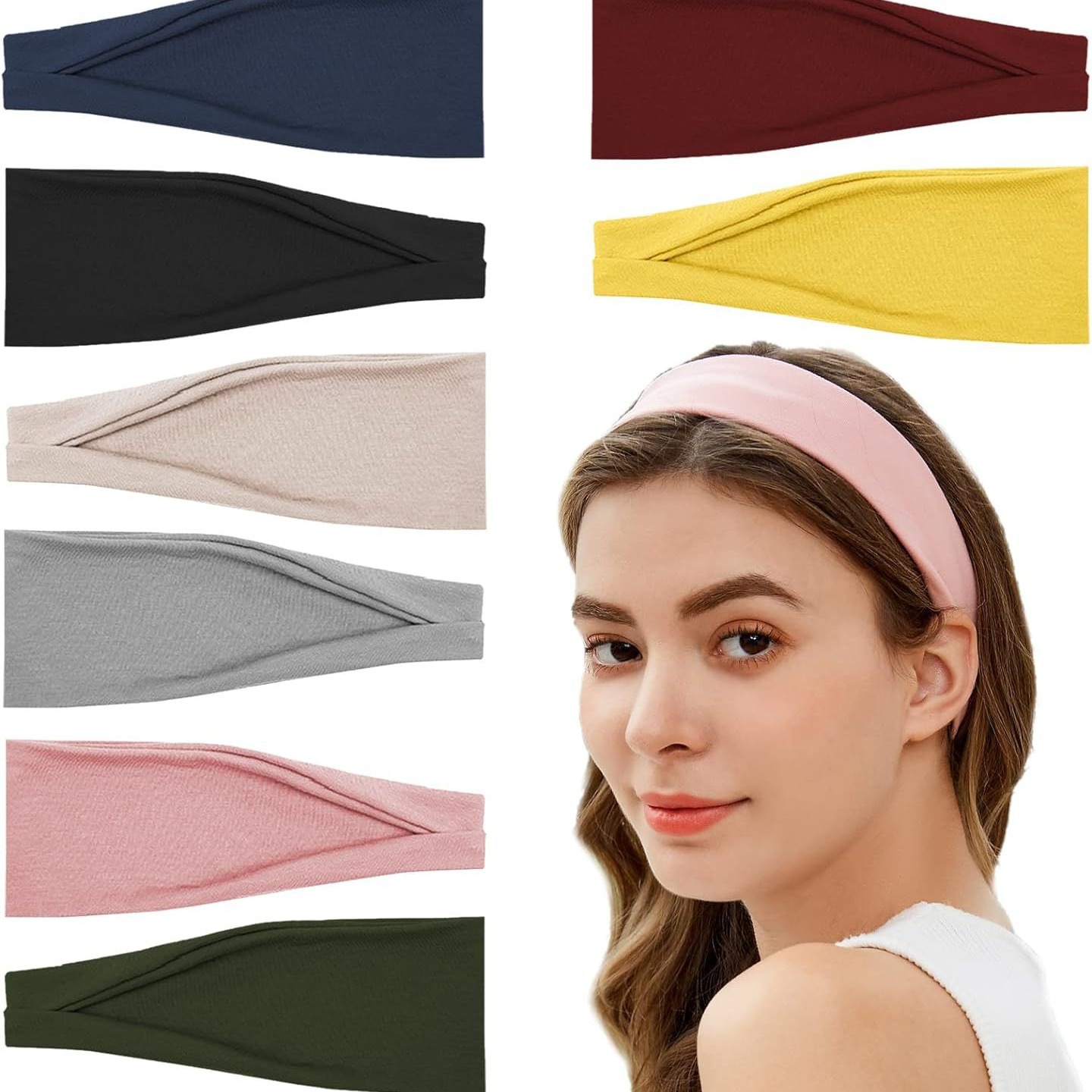 Elegant Western and European Women's Solid Color Yoga Exercise Sweatband Fitness Running Breathable Headband Elastic Jump Rope Headband