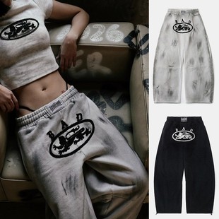 Korean Niche Badblood American Tie-Dye Scimitar Pants Sexy Loose Wide-Leg Pants Elastic Waist Lace-Up Pants