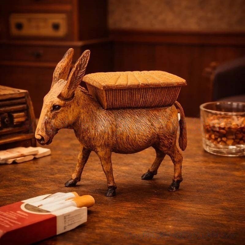 跨境热销Vintage donkey cigarette dispenser复古驴形香烟盒摆件