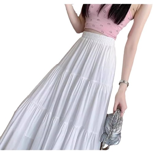 Cake skirt and women's new summer temperament high waist slim pear-shaped body A-line large white long skirt