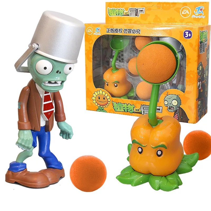 Juguetes de Plantas contra Zombis, juego completo de goma suave, lanzador de guisantes, juego para niños, regalo para niños, figuras