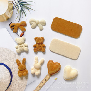 Japanese and Korean autumn and winter flocking Bear rabbit love DIY jewelry accessories earrings necklace hair rope hair clip clothing headdress accessories