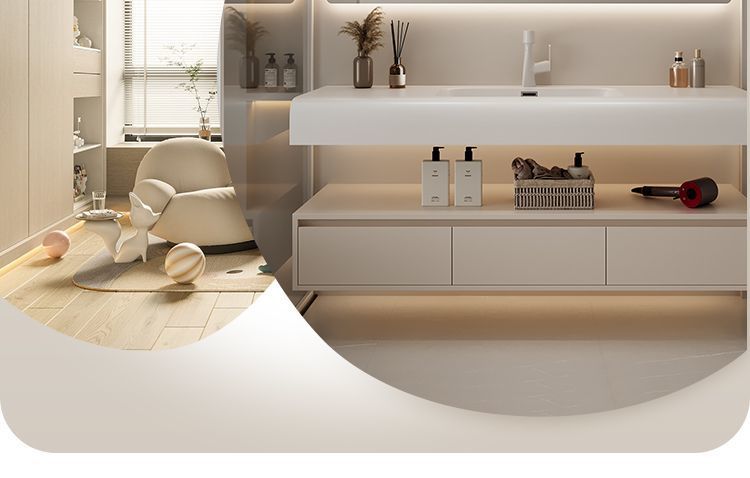 Modern cream hand wash and washbasin, Corine one-piece simple bathroom cabinet, skin-feel combination, complete set of washbasin and bathroom undefined