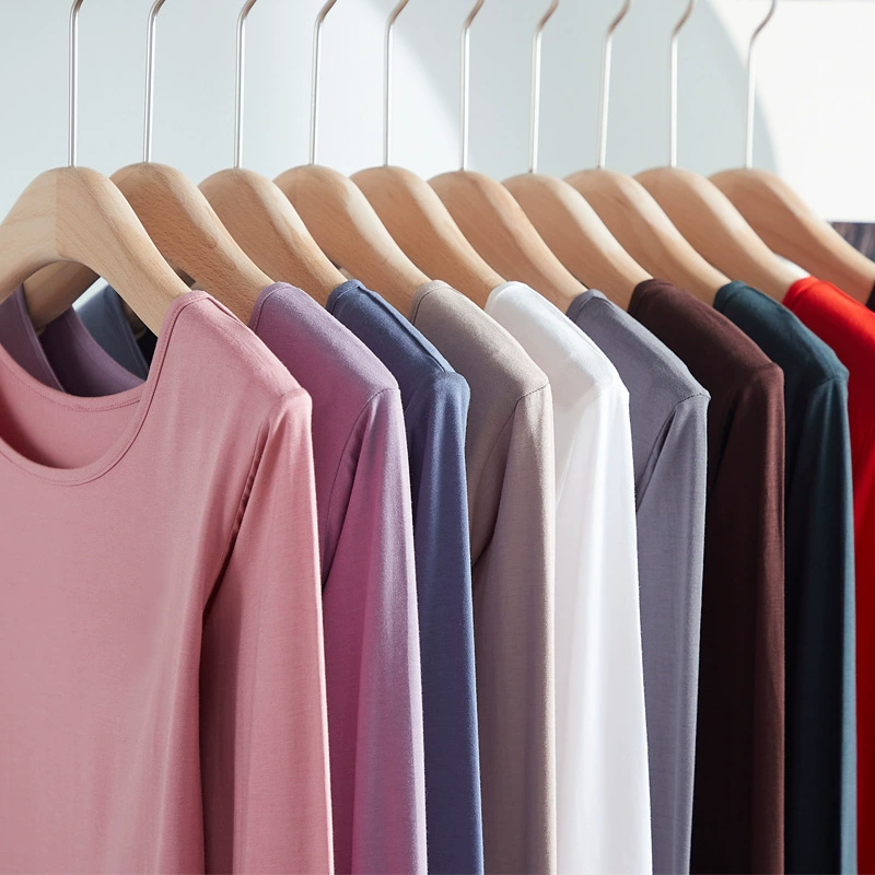 Новая осенне-зимняя Базовая рубашка из модала с круглым вырезом, Приталенная футболка с длинными рукавами в Корейском стиле, Женский приталенный Топ больших размеров с внутренней стороны