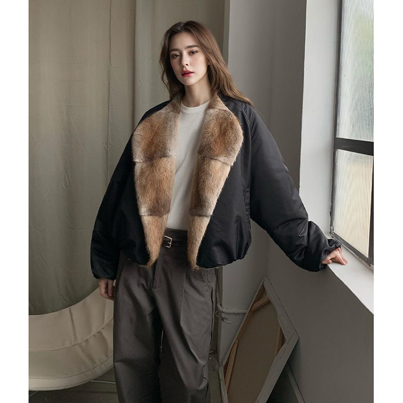50Er Style "Shining Star" Blogger-Style Casual Fashion Gold Mink Fur Large Lapel down Jacket 50Er Style "Shining Star" Blogger-Style Casual Fashion Gold Mink Fur Large Lapel down Jacket