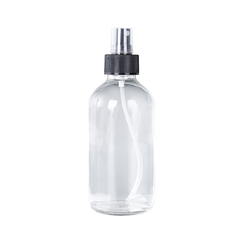 Botella de Boston de vidrio transparente de 500ml botella de emulsión de bomba de presión botella de aceite esencial botella de gran volumen botella de pulverización image 6