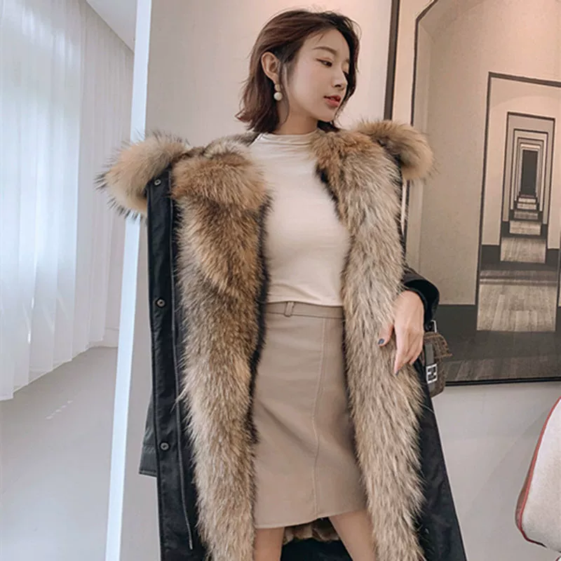 Winter long removable liner, trench coat, mid-length, plus size, increased thickness