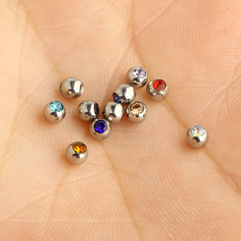Wholesale 1.2mm Threaded Stainless Steel Ball Piercing Replacement Part for 1.6mm Horseshoe Ring Lip Nail detail image 9