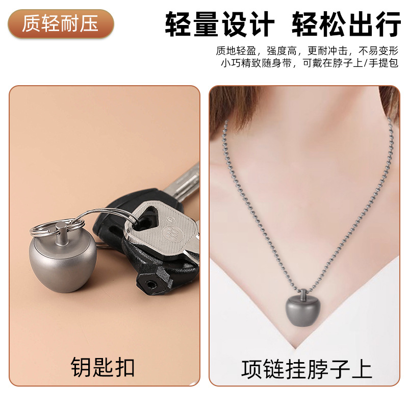Creativo de acero inoxidable de Apple pequeña botella de la medicina caja de medicina portátil llavero Primeros Auxilios medicina tanque sellado de titanio puro almacén impermeable