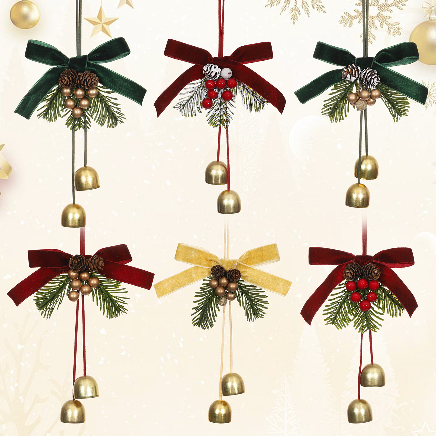 New Christmas decorations, Christmas bell garland pendants, Christmas tree decorations, atmosphere scene hanging ornaments