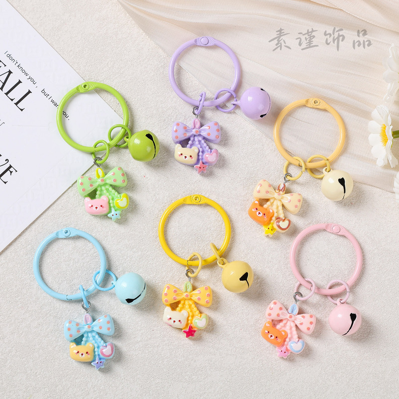 Gummy Bear Bowknot Bell Keychain Pendant Dopamine Doll Bead Decoration DIY Accessories Gummy Bear Bowknot Bell Keychain Pendant Dopamine Doll Bead Decoration DIY Accessories