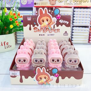 New Creative Labubu Acrylic Pencil Sharpener Resin Ornaments Student Pencil Sharpener Cartoon Pencil Sharpener Rotating Knife