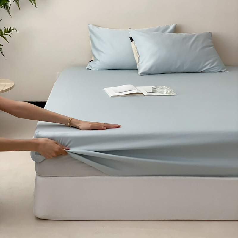 Sábana Ajustable de una Sola Pieza de Algodón de Fibra Larga 100S, Protector de Colchón de Color Sólido de Algodón Puro, Cubrecolchón Ajustable Suave de Cobertura Total.