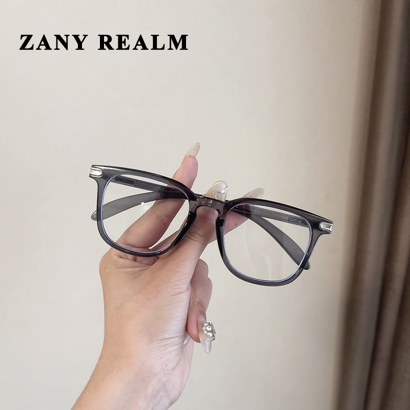 Nuevo marco negro anti-azul claro gafas lisas en línea celebridad ins grano de madera dulce chica Colegio caja miopía gafas fabricante en stock