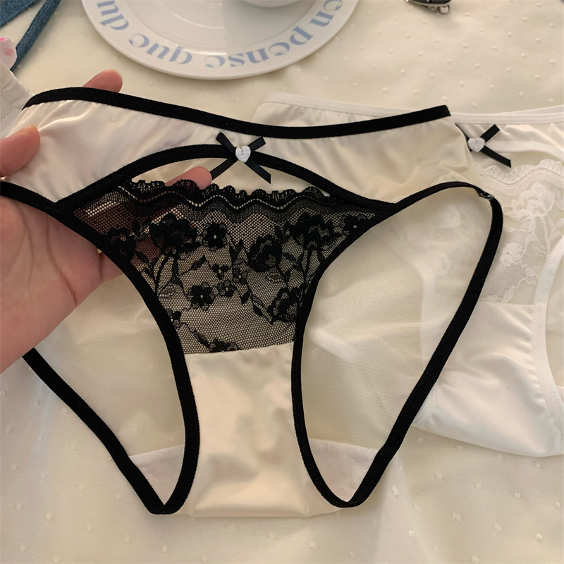 Love nectar * French pure desire girl underwear sexy thin bow mesh breathable mid-waist ladies triangle Love nectar * French pure desire girl underwear sexy thin bow mesh breathable mid-waist ladies triangle