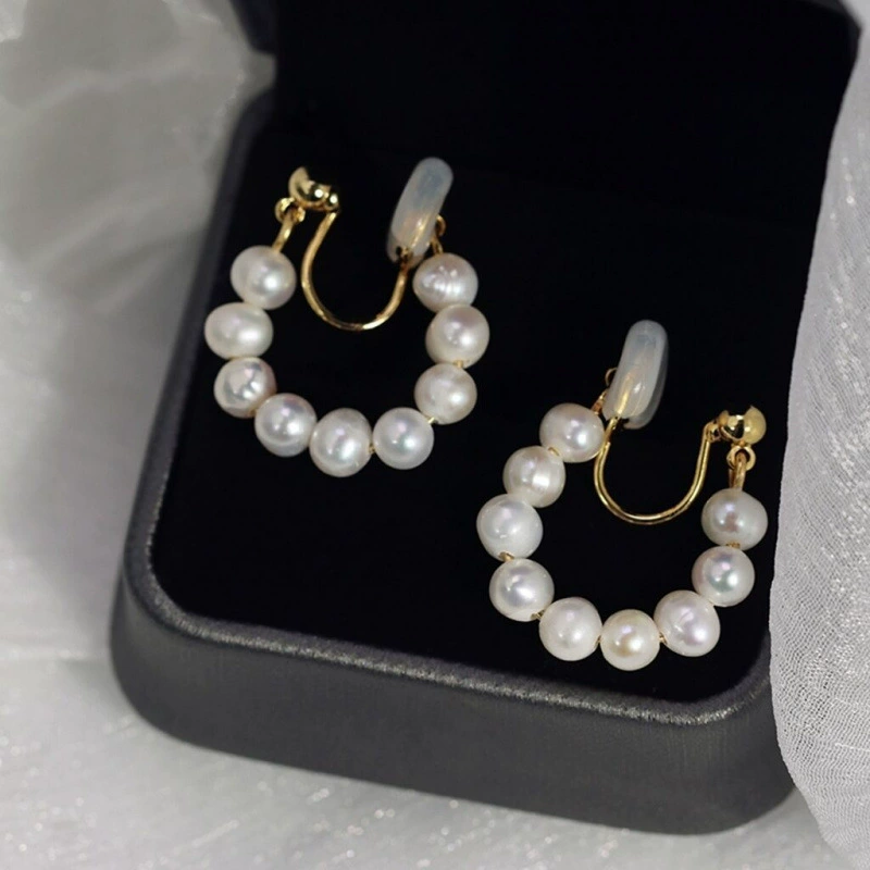 Серьги из жемчуга, клипсы на уши, бордовый шнур, элегантные серьги без проколотых ушей, японский и корейский стиль, (Cross-border trading) для торговли
