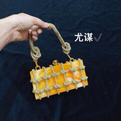 閃亮不靈水鑽繩結夾子盒子包亞克力宴會鑽石編織小方包手拿斜挎包