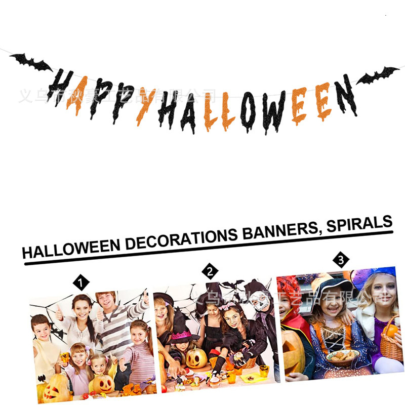 2024 fiesta de Halloween tira bandera decoración murciélago pancarta de fiesta familiar suministros de oficina al aire libre nuevo