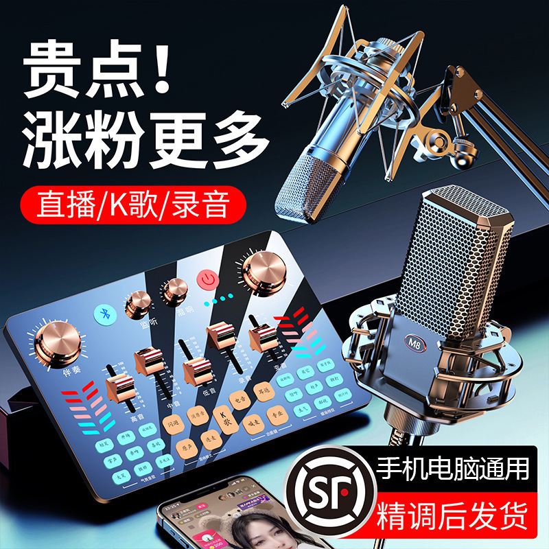 Jinyun V19 Sound Card, Dedicated Equipment for Gaming, Recording, and Singing, Desktop Computer, Mobile Phone Microphone, Sound Editing, Live Streaming Complete Set