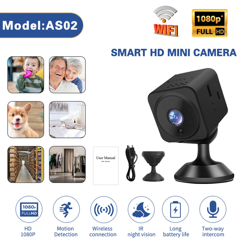 AS02 カメラ HD セキュリティ監視カメラ屋外 wifi ワイヤレススポーツカメラ HD 小さな正方形|undefined