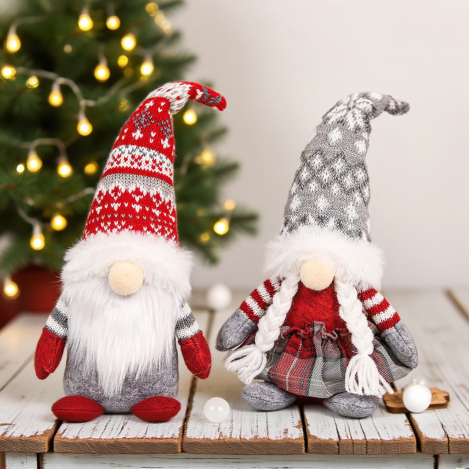 Mingguan Christmas Decoration Supplies Knitted Gnome Dwarf Doll Ornaments Forestman Doll Holiday Party Decoration