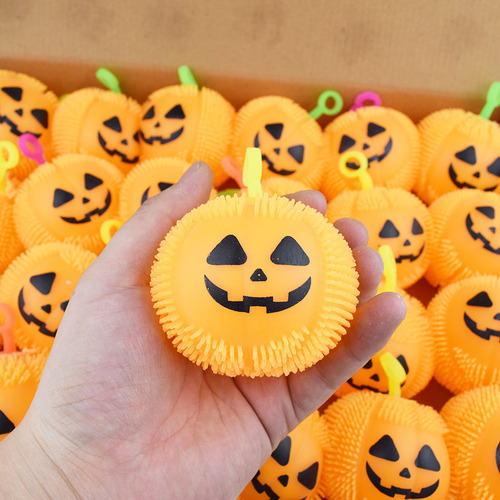 Squeeze pumpkin with lights, fur ball, stretch, decompress and vent pumpkin, Halloween and Christmas small toys and gifts wholesale