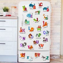 跨境新款创意26个英文字母卡通动物冰箱贴装饰软磁磁力黑板贴