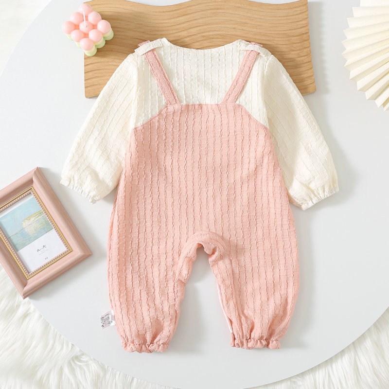 Correa para bebés falso dos piezas de ropa de primavera mono estilo occidental bebé primavera y otoño super lindo y lindo para salir mameluco