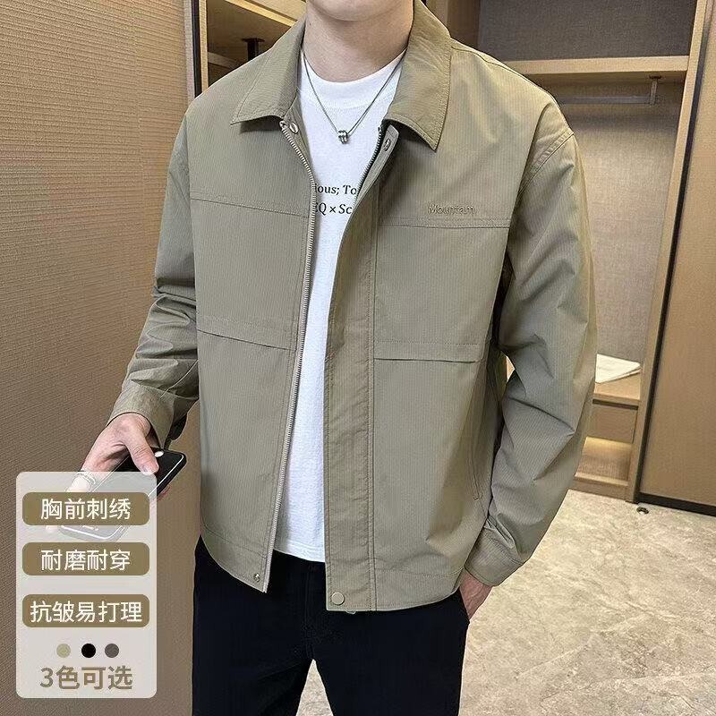 男士翻领外套春秋季2025新款潮流休闲薄款行政夹克男款春装上衣潮|undefined