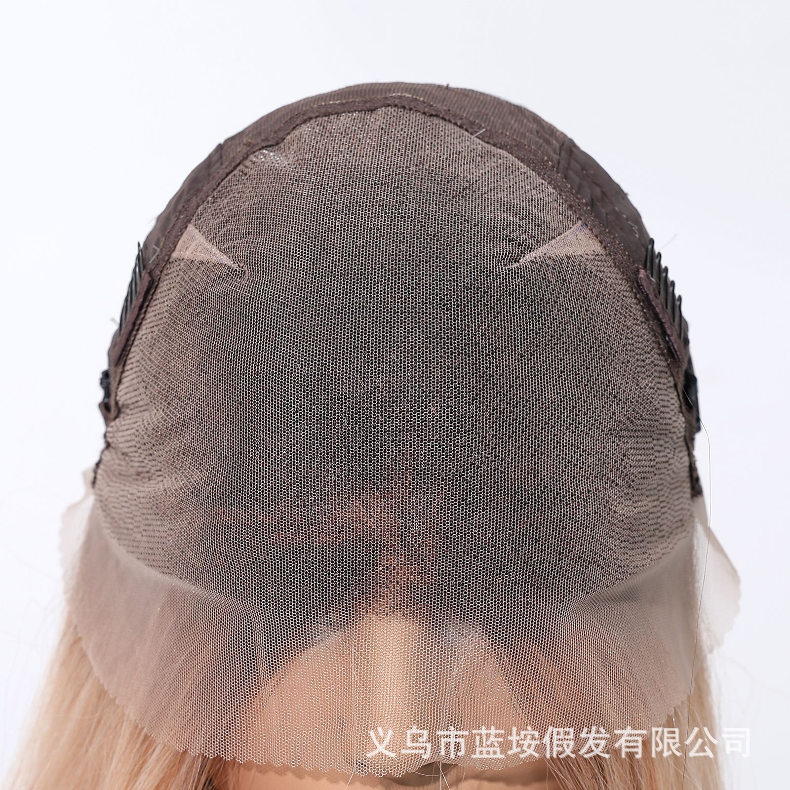 Gradiente rosa pálido de gran área peluca de encaje casual cosplay cubierta de fábrica en stock