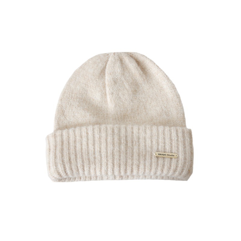 Liela galvas vilnas bērnu cepure, rudens/ziemas vilnas maisījuma aukstā cepure, moderna un daudzpusīga pelēka, brīva, silta adīta cepure vīriešiem_voghion.com