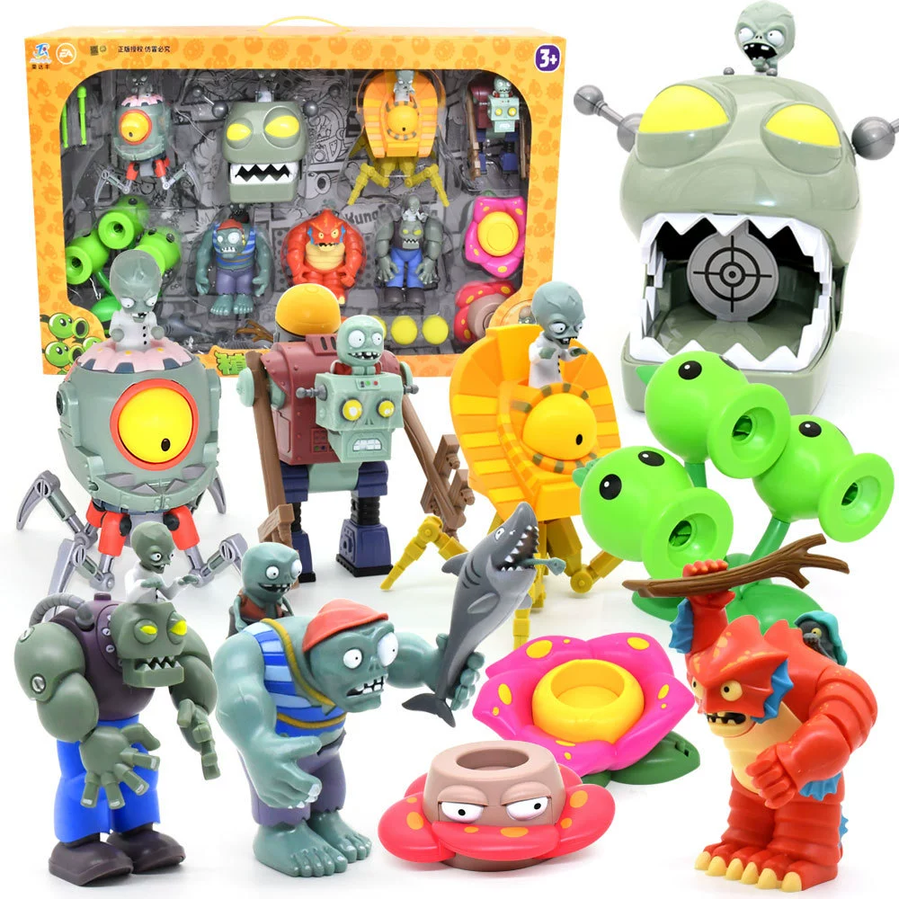 Подлинная наборы Plants vs. Zombies, игрушка, большой набор, подарочная коробка для мальчиков, кукла для детей, полный набор, подарок на день рождения