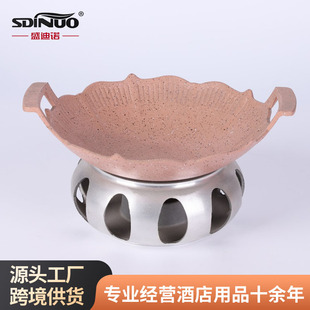 Hotel Restaurant Ceramic Small Hot Pot Alcohol Dry Pot Set Pot Dry Pot Lace Double Ear Pot Reunion Stove Wholesale
