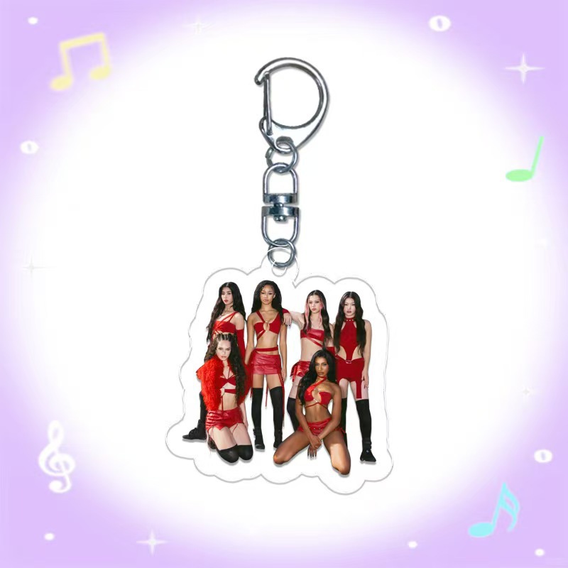 Colgante acrílico colgante llavero KATSEYE joyas DIY bolsos estrella colgante D-clip colgante regalo