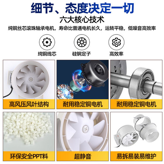 Duct Fan Circular Oblique Flow Fan Exhaust Fan Axial Flow Fan Ventilation Fan Silent Toilet Kitchen Exhaust Fan