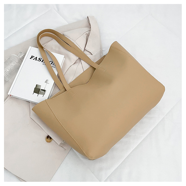 Simple Solid Color Large-capacity Portable Tote Bag Wholesale Nihaojewelry display picture 5