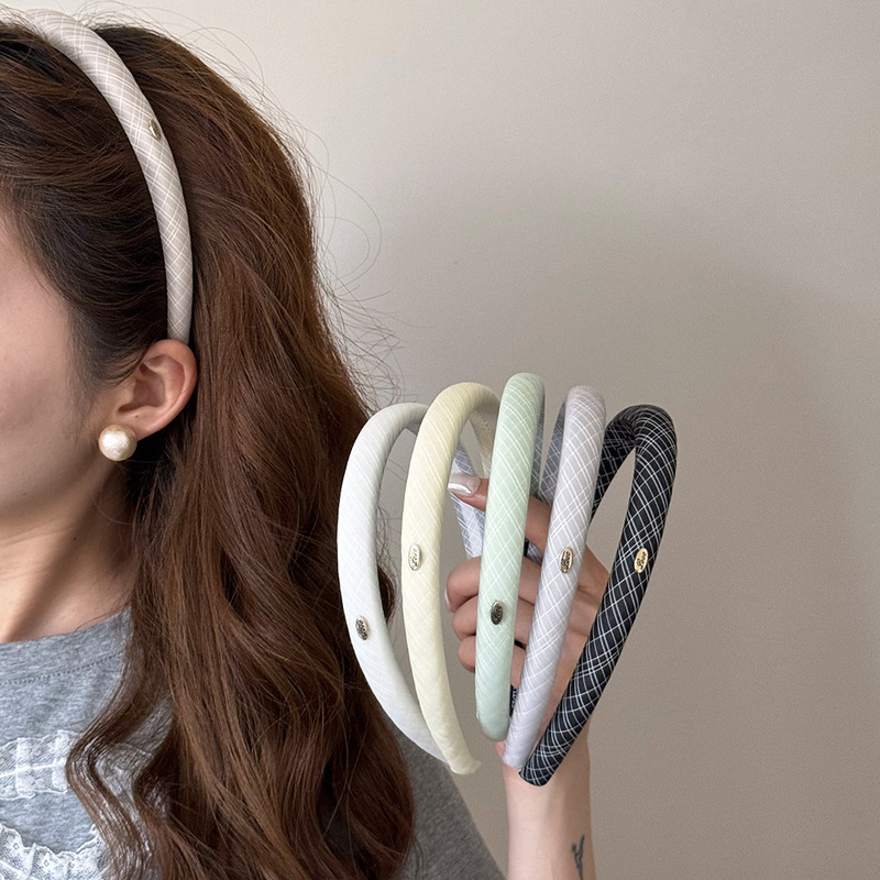 Spring and Summer New Plaid Headband, Solid Color Hairpin, Retro French Style Headband, Popular on Instagram, Korean Sweet and Elegant Hair Accessory Spring and Summer New Plaid Headband, Solid Color Hairpin, Retro French Style Headband, Popular on Instagram, Korean Sweet and Elegant Hair Accessory