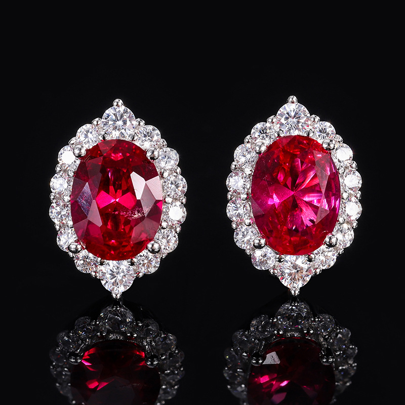 Zhuang Sheng joyería nueva S925 todo el cuerpo traje de plata color simulación tesoro pequeño huevo de paloma colgante piedra principal 6*8