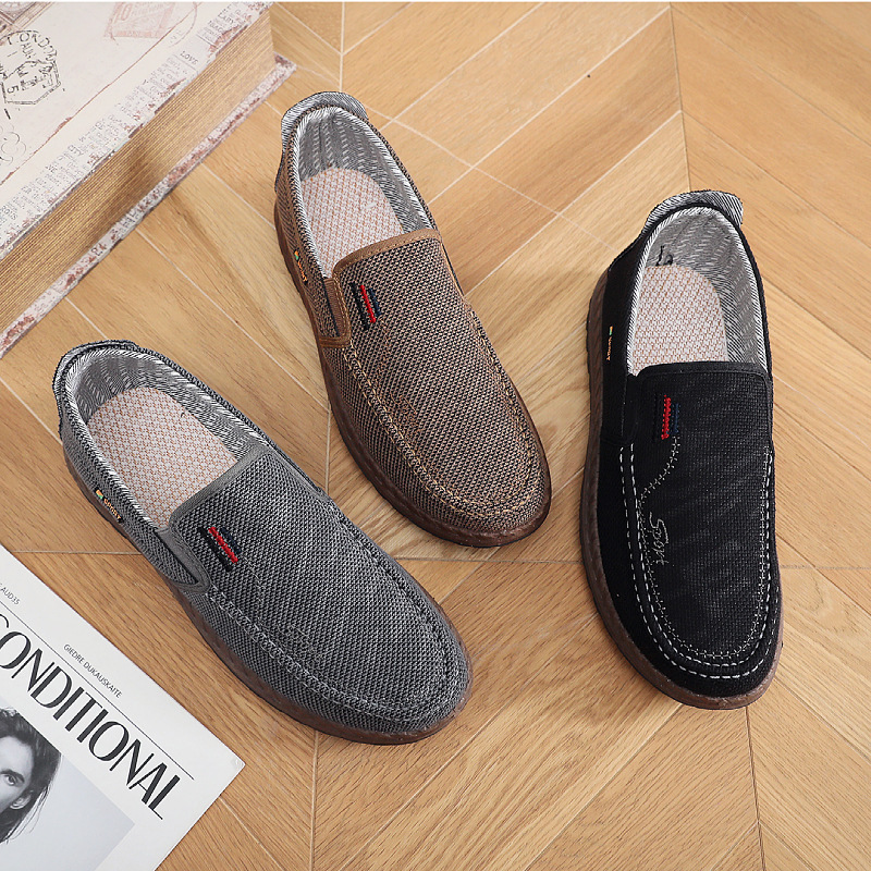 Old Beijing Cloth Shoes Men's Casual Shoes Breathable Single-layer Shoes Dad Shoes Spring and Autumn Soft Sole Middle-aged Slip-on Shoes for the Elderly