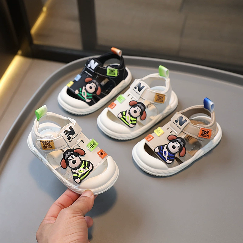 Цельные детские сандалии с доставкой, летняя Новинка От 1 до 3 лет обувь для малышей, Нескользящие пляжные сандалии с дышащим мягким дном для мальчиков