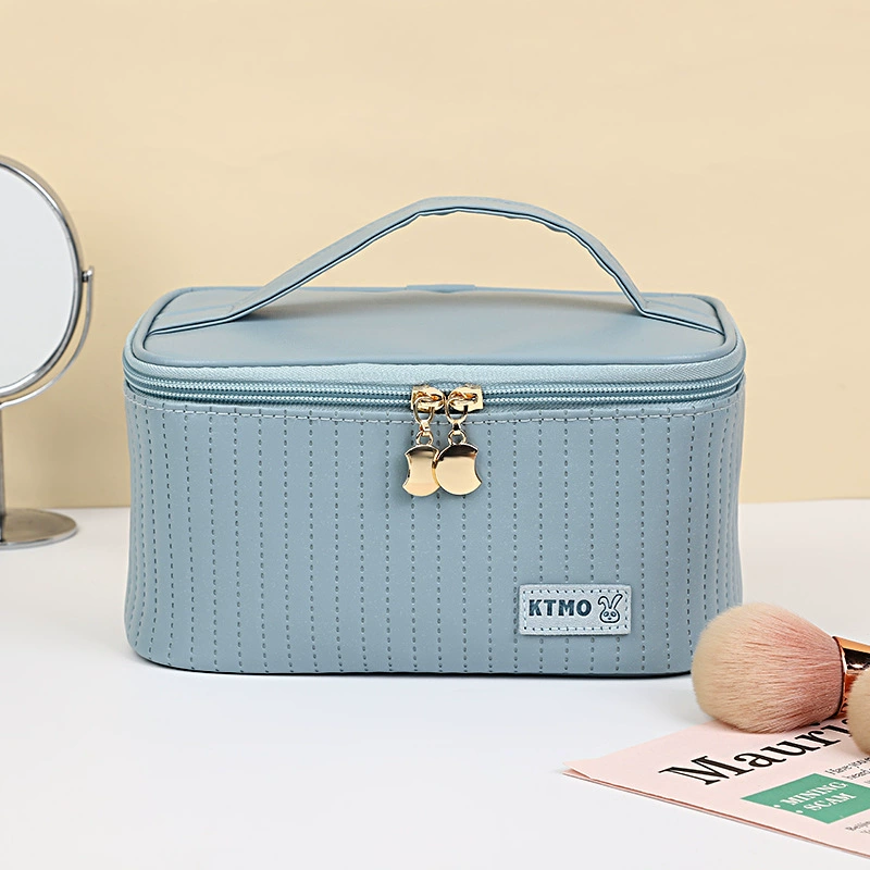 Polyurethane Cosmetic Bag, Handheld Waterproof Organizer, Spacious 24.2×19.6×3.6 cm