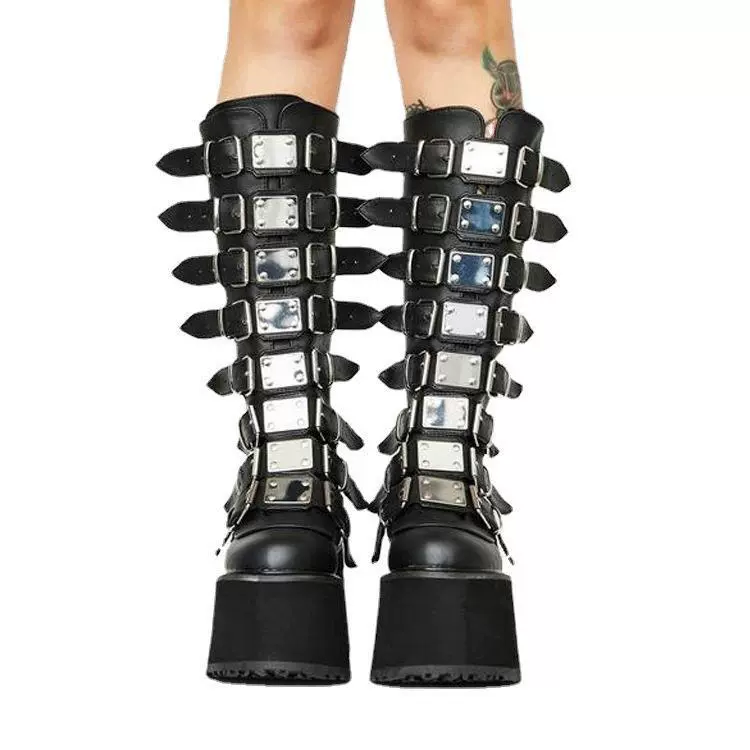 Metal high boots, European style, Amazon, plus size