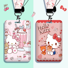 Cute kitty cat student card holder with lanyard and halter neck campus card factory brand meal card subway access card ID