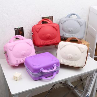 14-inch cosmetic case portable luggage 3D cartoon bear cosmetic case multifunctional mini storage bag hand gift box